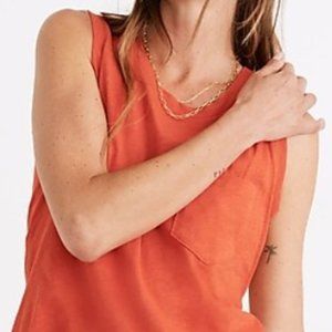 Madewell Whisper Cotton Crewneck Pocket Muscle Tank (Himalayan Orange) (XXS)